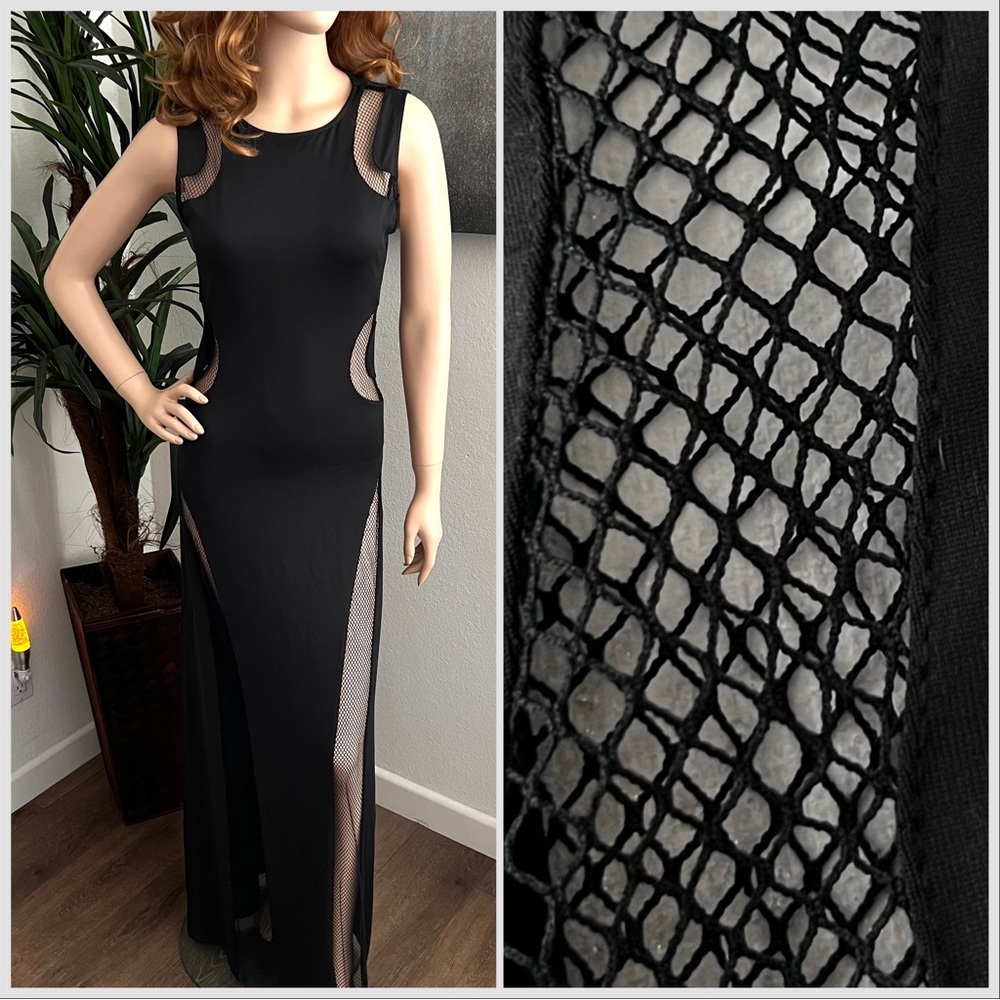 Guess Black Maxi Dress with Mesh Cutout Detail - Picture 10 of 10
